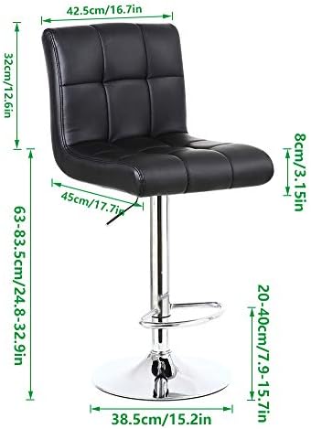 KKTONER Swivel Bar Stool | Adjustable Black PU Leather Kitchen Chair