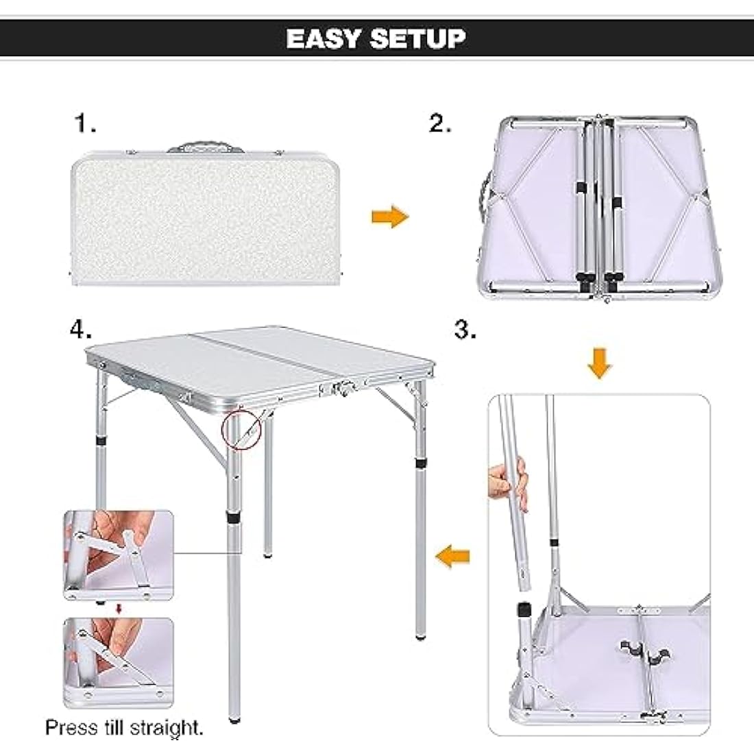 REDCAMP 2ft Square Folding Camping Table | Adjustable Height Aluminum