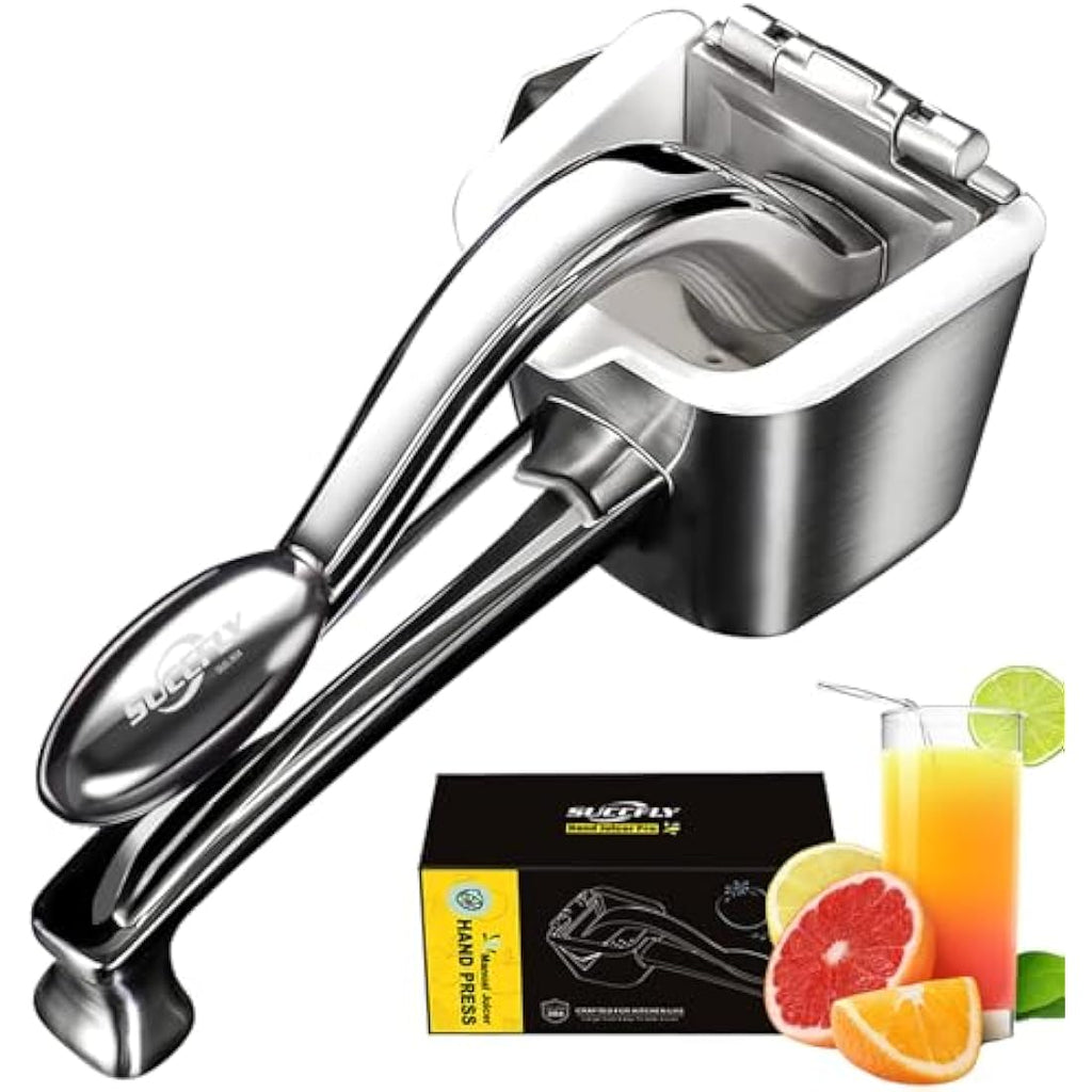 SUCCFLY Stainless Steel Manual Citrus Juicer – Heavy Duty Fruit Press