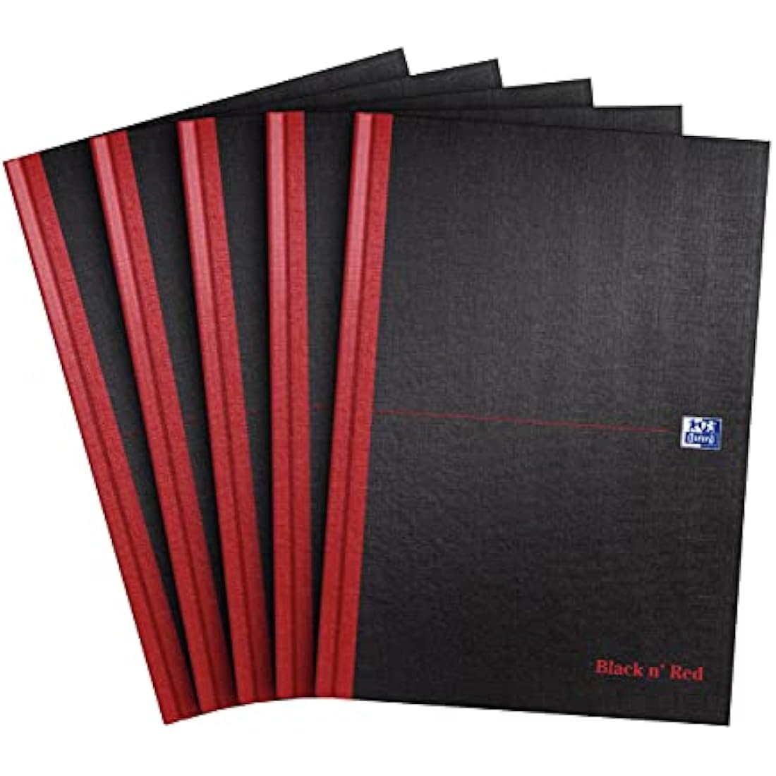 Oxford Black n' Red A4 Hardback Notebook - Lined 192 Pages (Pack of 5)