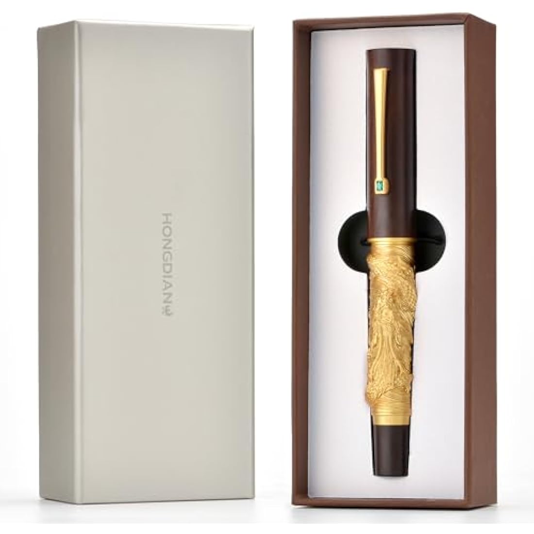 Hongdian N24 Dragon Fountain Pen | Fine Nib Rosewood Luxury Writing Pen