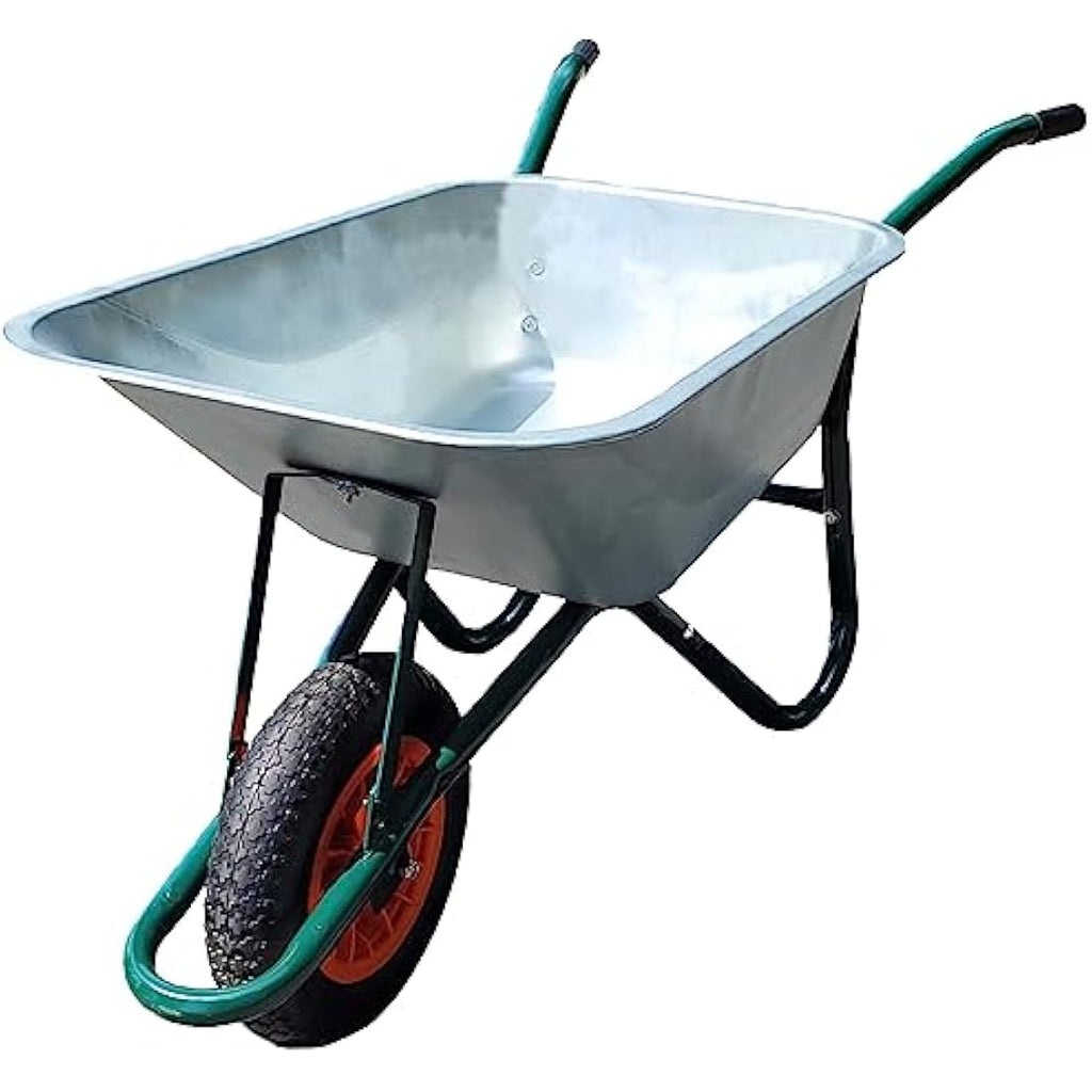 100L Galvanised Steel Garden Wheelbarrow – Pneumatic Tyre