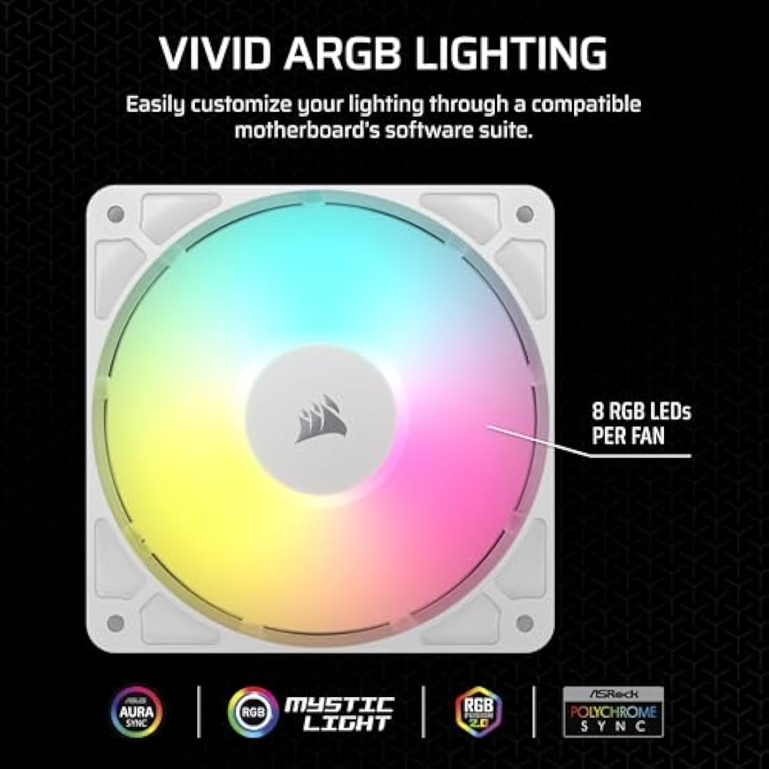 Corsair RS120 ARGB 120mm PWM Case Fans – Magnetic Dome – Triple Pack White