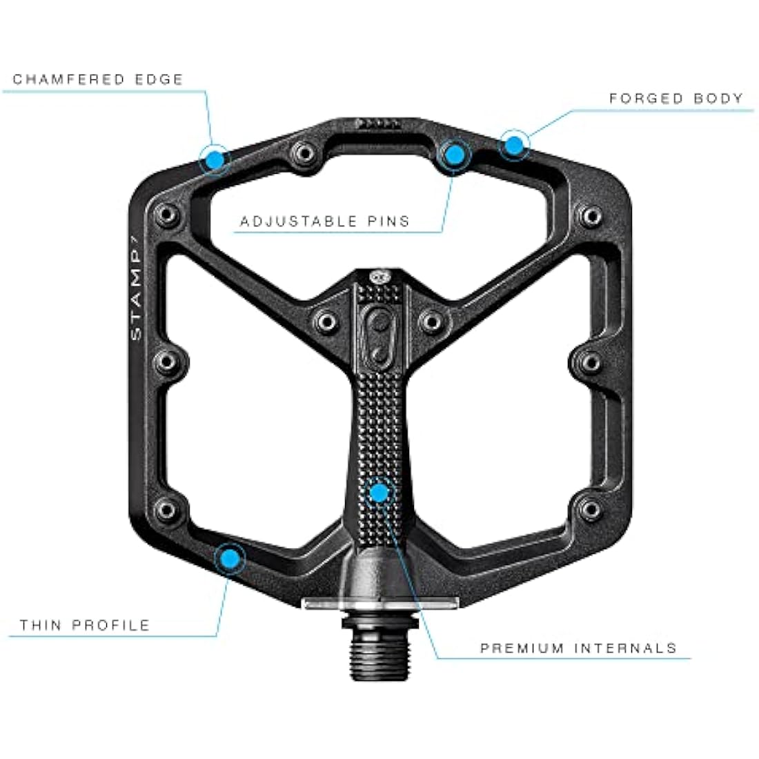 Crankbrothers Stamp MTB Platform Pedals | Aluminum 6061-T6 - Black