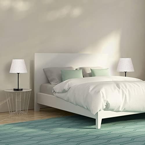 UOMIO Bedside Table Lamps Set of 2 – Linen Fabric & Metal Nightstand Lamps