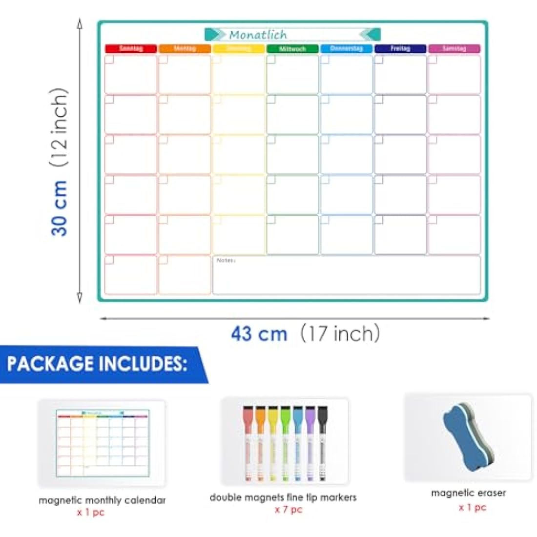 Magnetic Monthly Planner - A3 Dry Erase Fridge Whiteboard