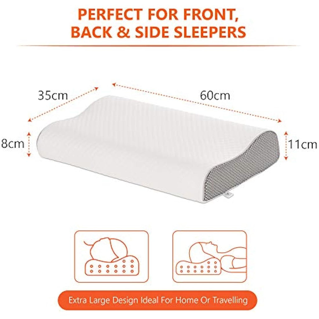 ComfyCozy Orthopedic Memory Foam Pillow & Silk Eye Mask - Large