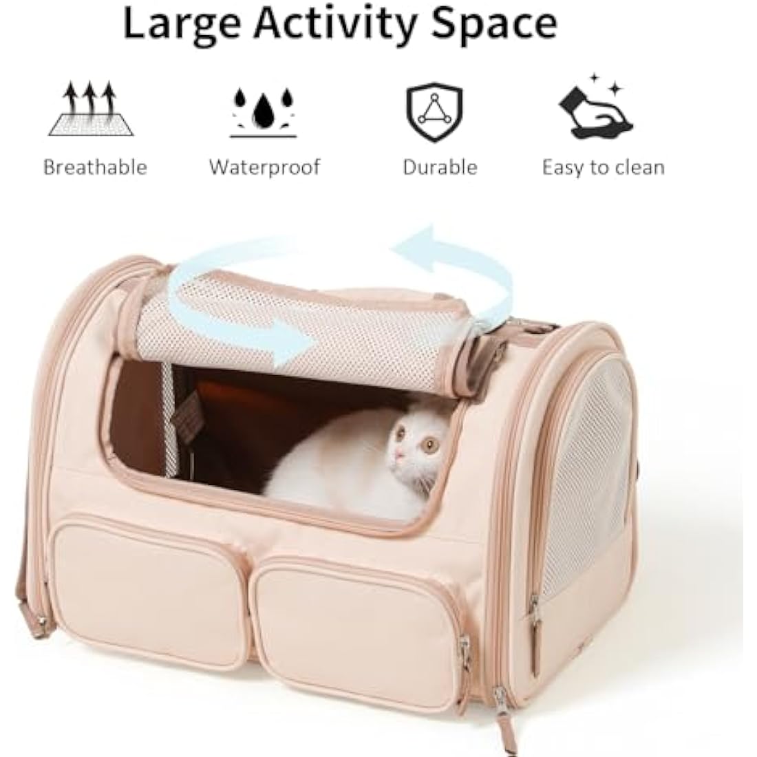 FUKUMARU Airline Approved Cat Carrier – Foldable Pet Travel Bag, Pink