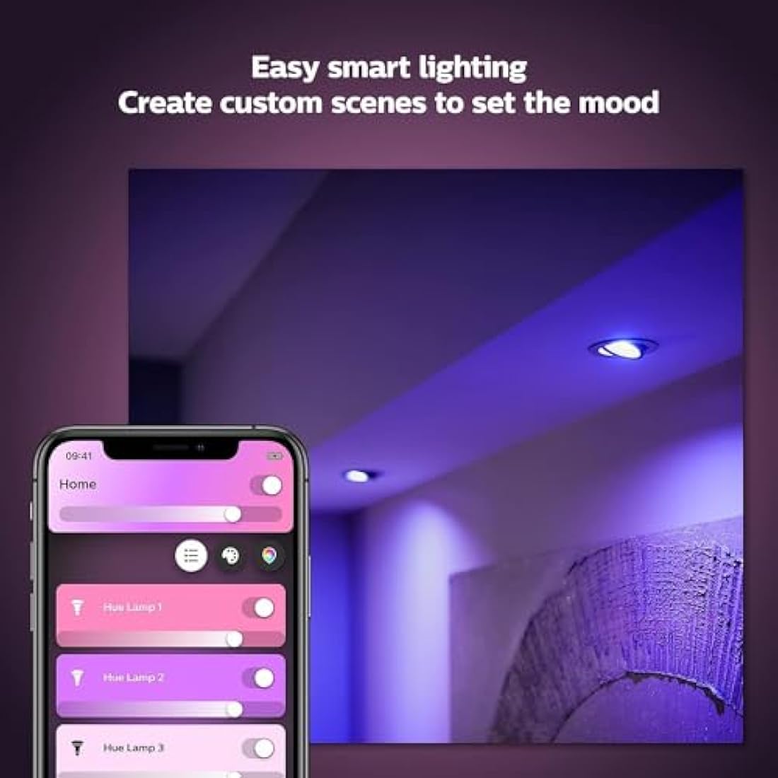 Philips Hue White & Colour Ambiance GU10 Smart LED Bulbs - 2 Pack