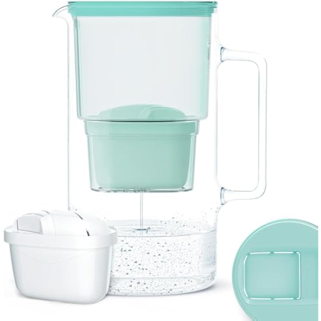Wessper Glass Water Filter Jug | 3L Borosilicate Pitcher | Mint