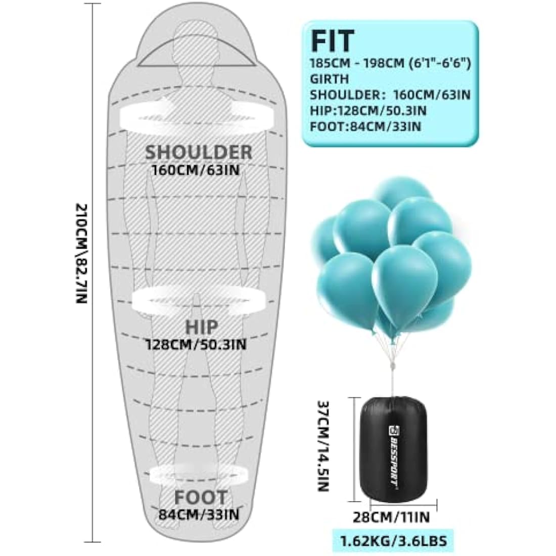 Bessport Mummy Sleeping Bag – 4 Season Ultralight 0°C Camping Gear