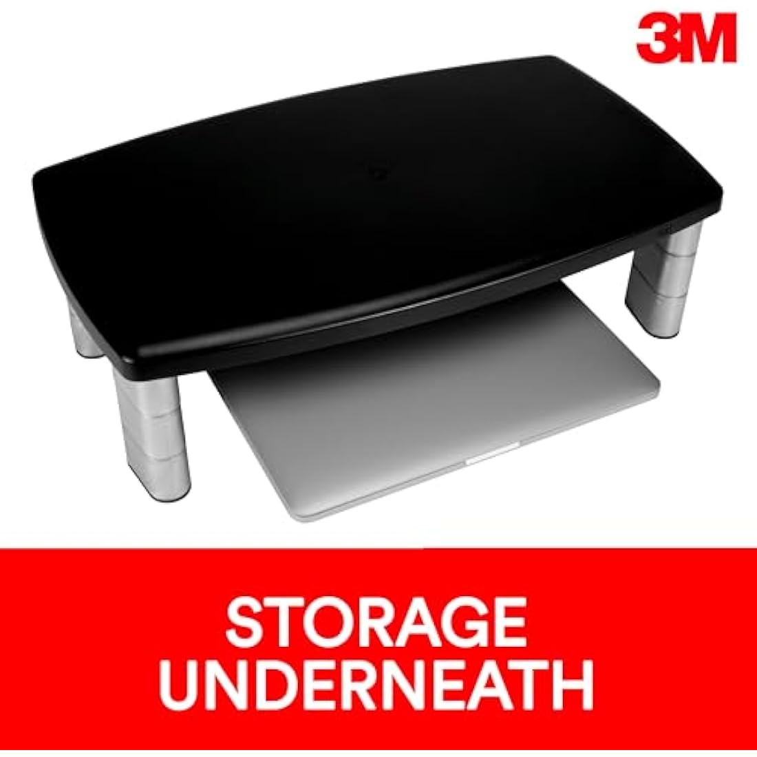 3M Adjustable Monitor Stand – Ergonomic Riser with 3 Height Levels