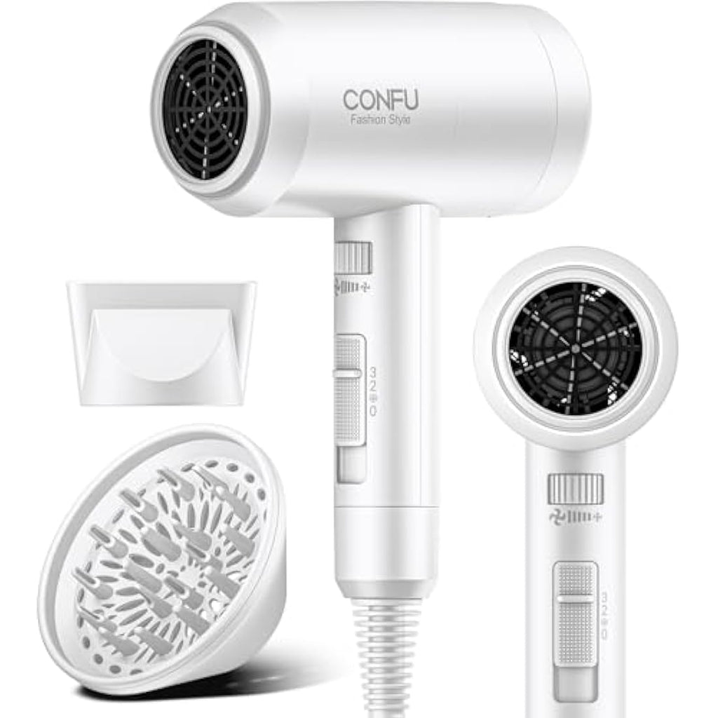 CONFU 1800W Ionic Hair Dryer – Lightweight Ceramic Blow Dryer with Diffuser
