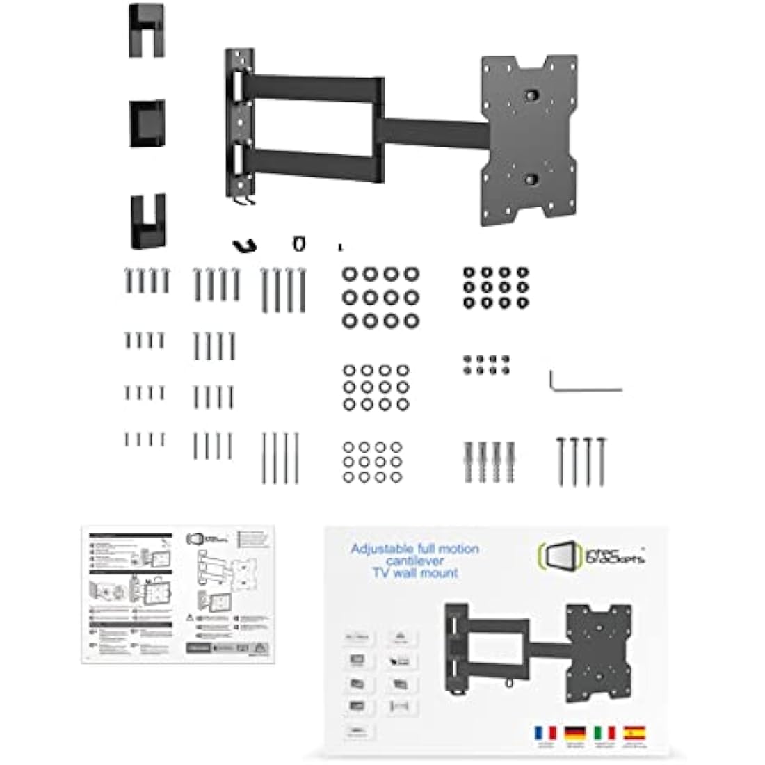 Intec Ultra Slim Cantilever TV Wall Mount | 610mm Reach for 26-40"