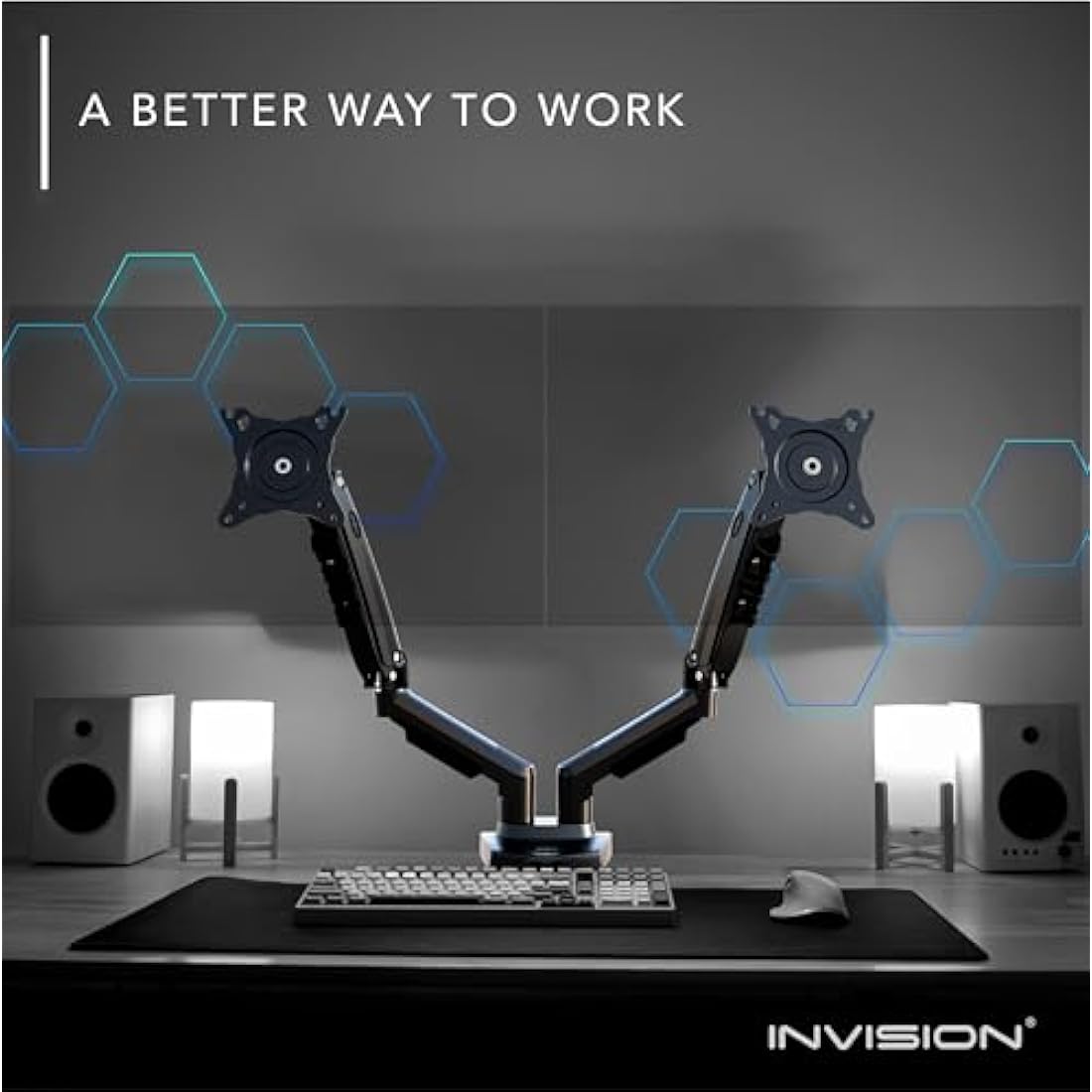 Invision MX400 Dual Monitor Arm – Ergonomic Desk Mount for 19-32" Screens