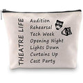 PXTIDY Theatre Life Makeup Bag | Beige Canvas Cosmetic Pouch for Actors