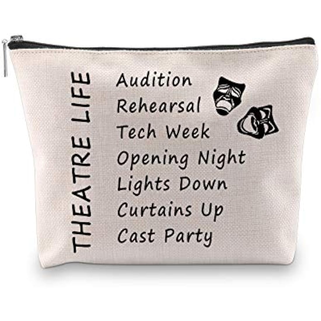 PXTIDY Theatre Life Makeup Bag | Beige Canvas Cosmetic Pouch for Actors