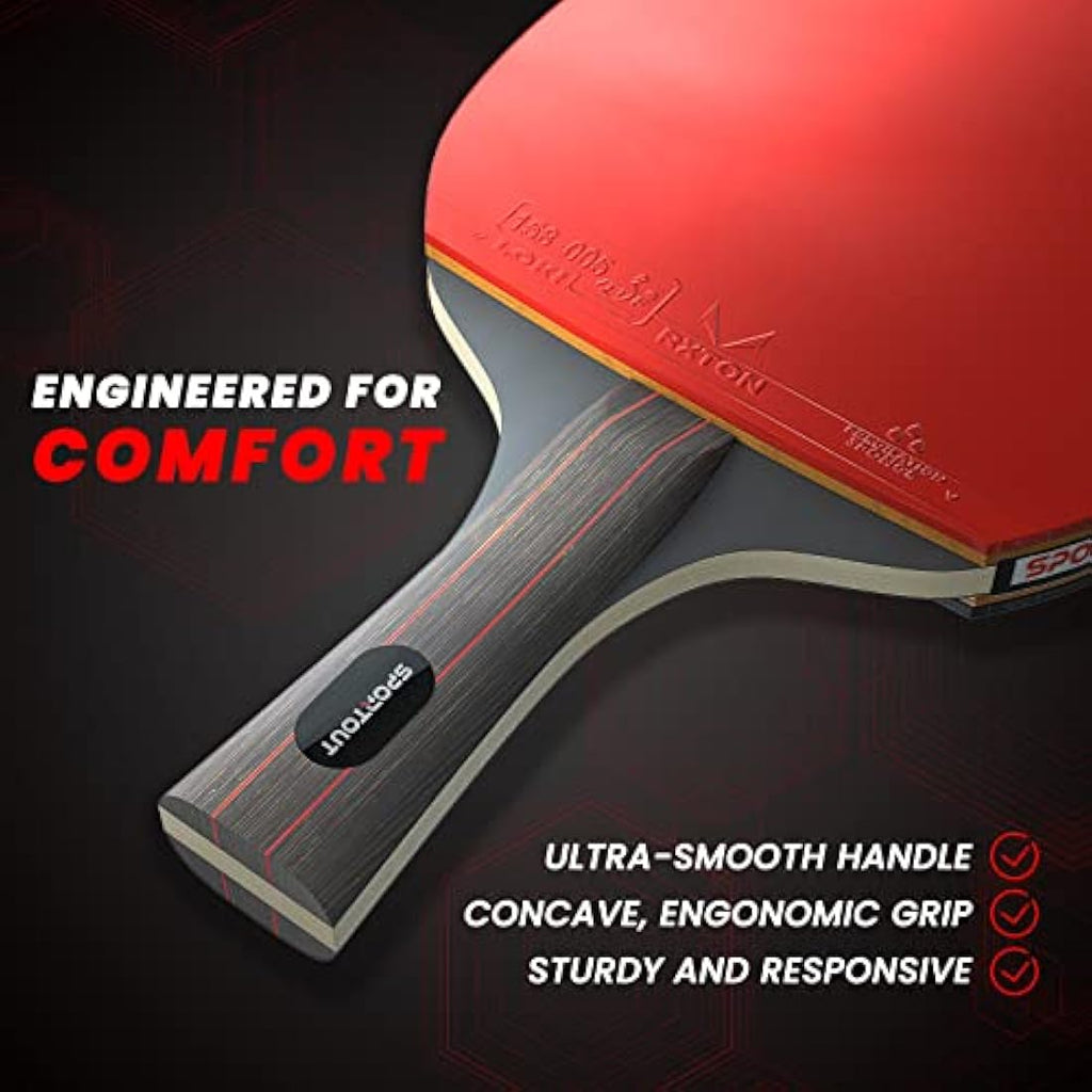 Sportout Table Tennis Set | 4 High-Performance Bats & 8 Balls