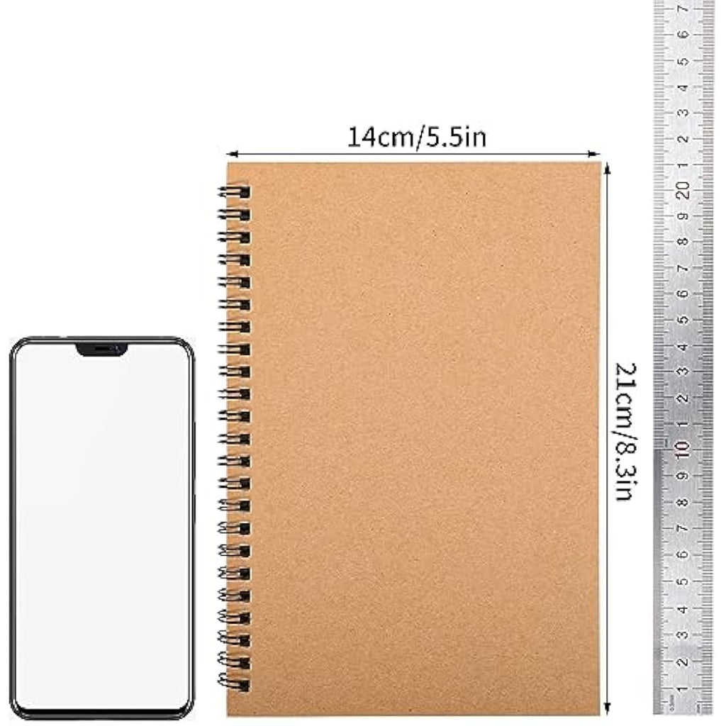 A5 Spiral Notebook 5-Pack | Kraft Cover Lined Journals