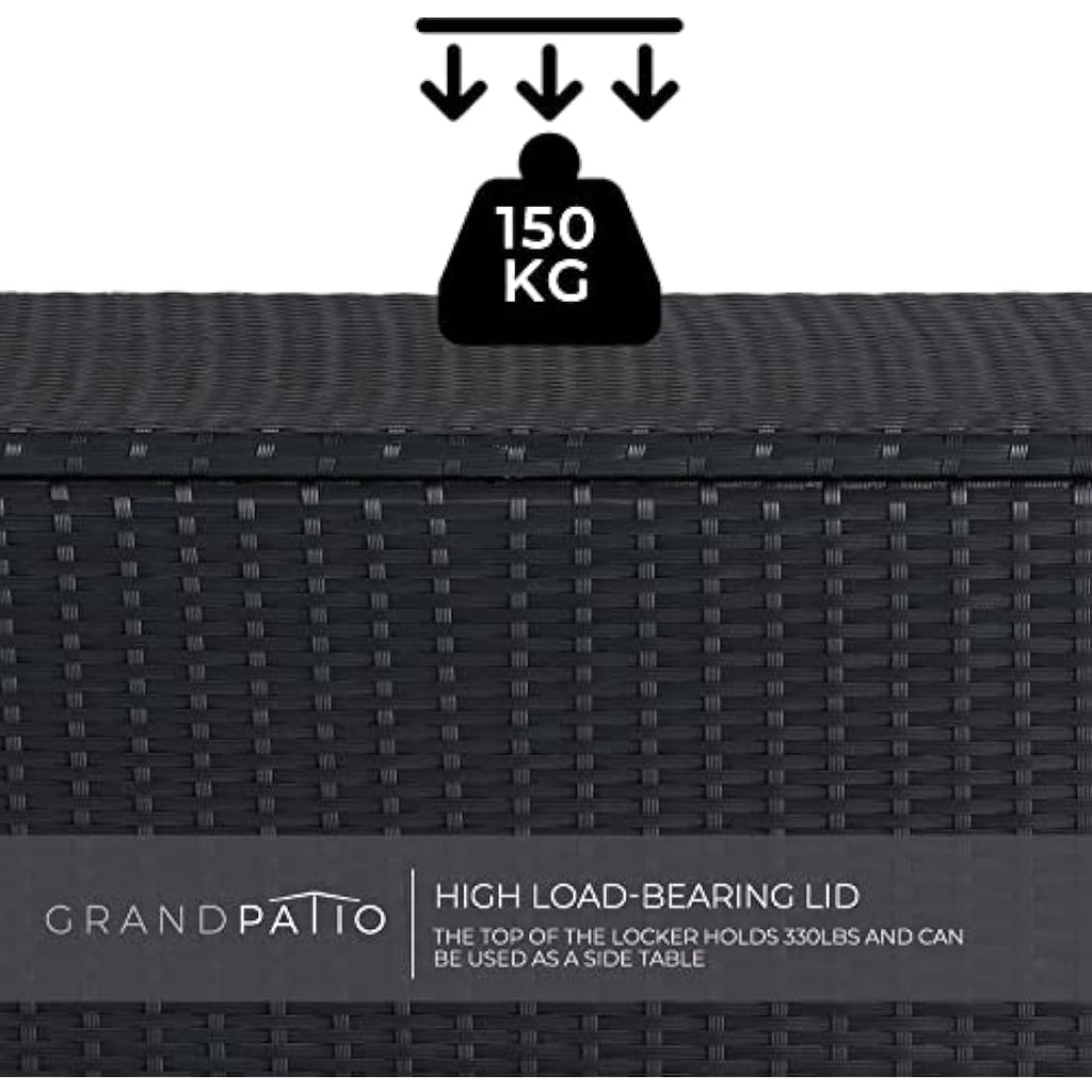 Grand patio 480L Outdoor Deck Box | Wicker Storage Bin with Wheels