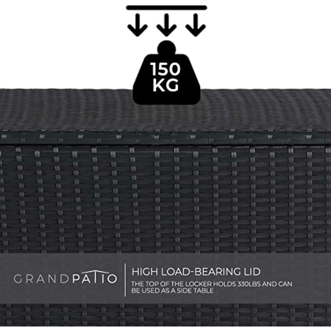 Grand patio 480L Outdoor Deck Box | Wicker Storage Bin with Wheels