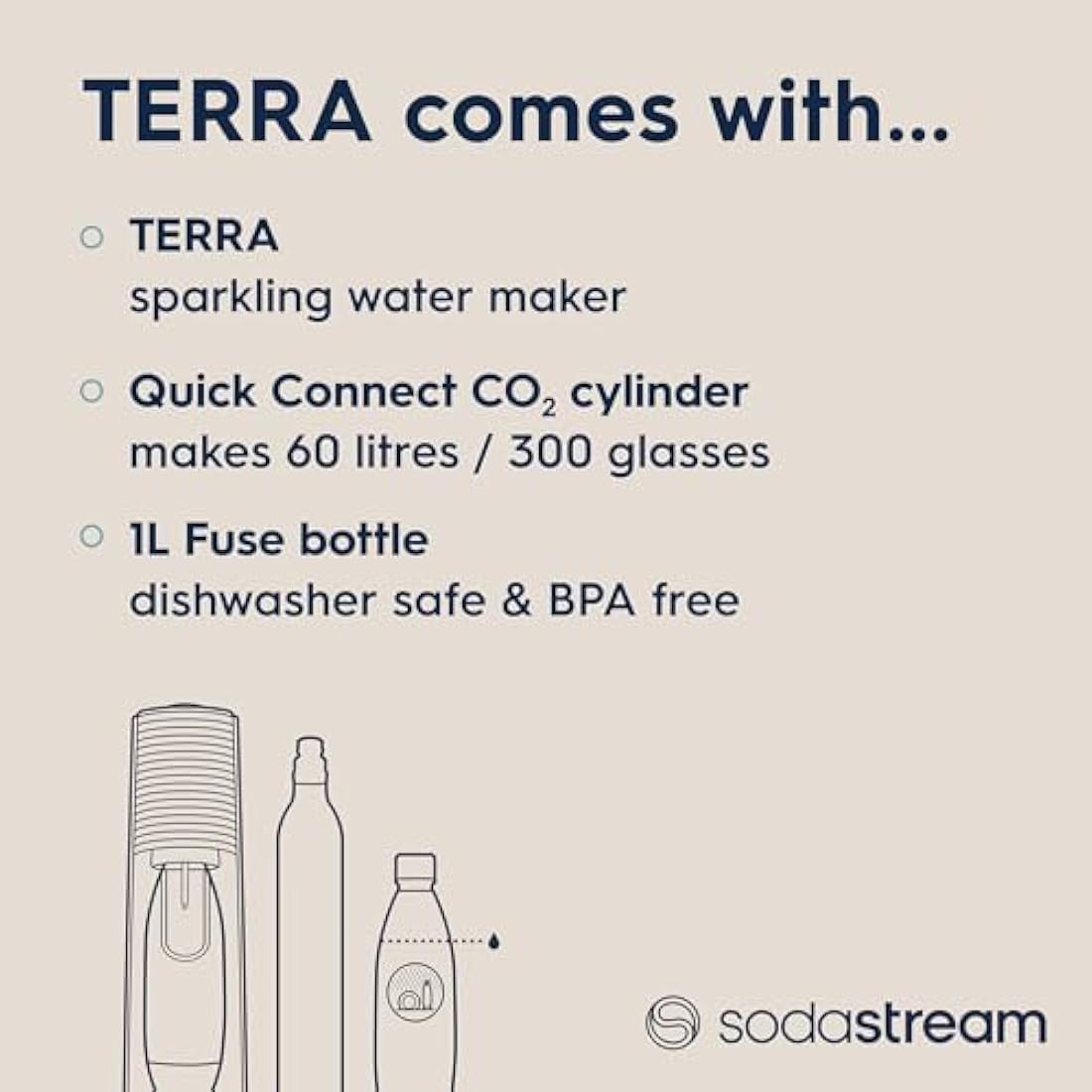 SodaStream Terra Sparkling Water Maker – Quick Connect CO2 System, Black