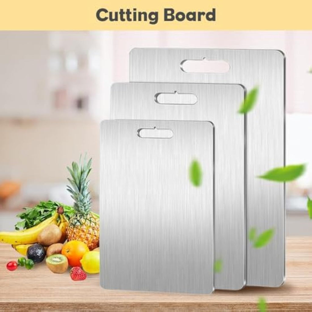 Jolof Store Stainless Steel Cutting Board Set | 3-Piece Hygienic Set