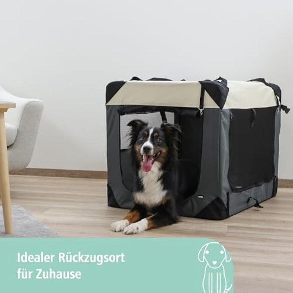 Kerbl Pet Travel Box Journey - Foldable Dog Carrier, Gray/Beige