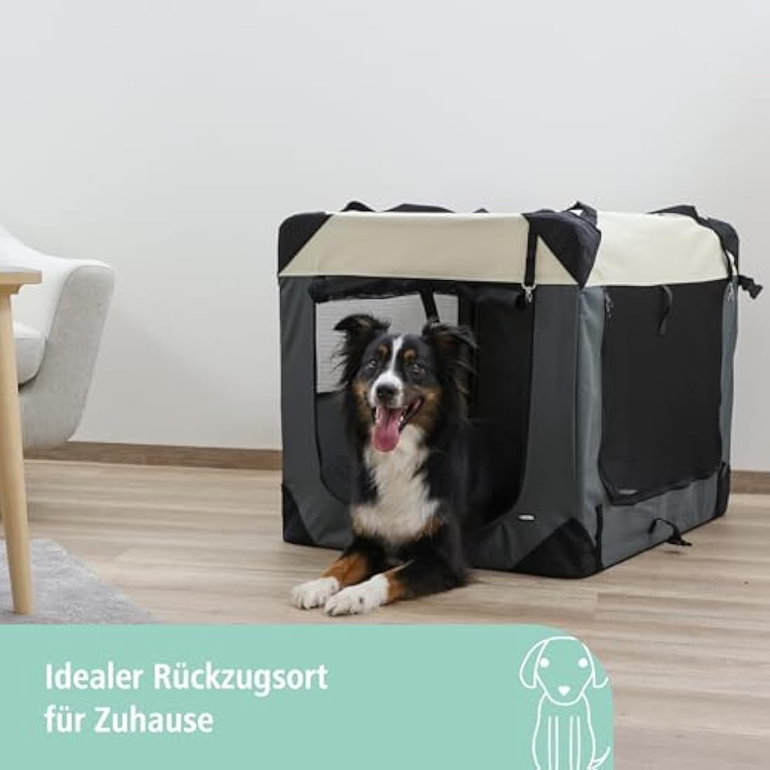 Kerbl Pet Travel Box Journey - Foldable Dog Carrier, Gray/Beige