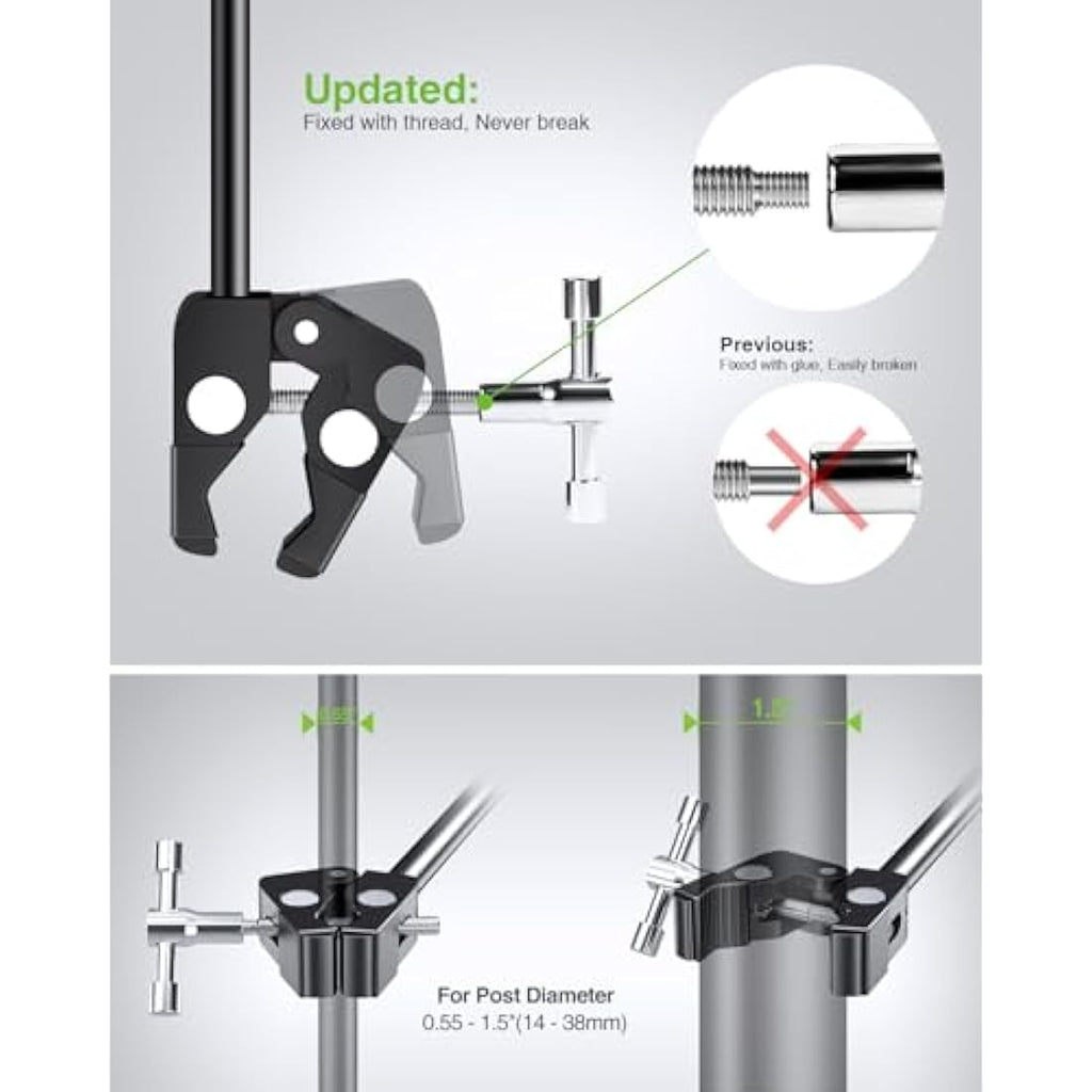Elitehood Metal iPad Mic Stand Holder - 360° Swivel Tablet Mount, Black