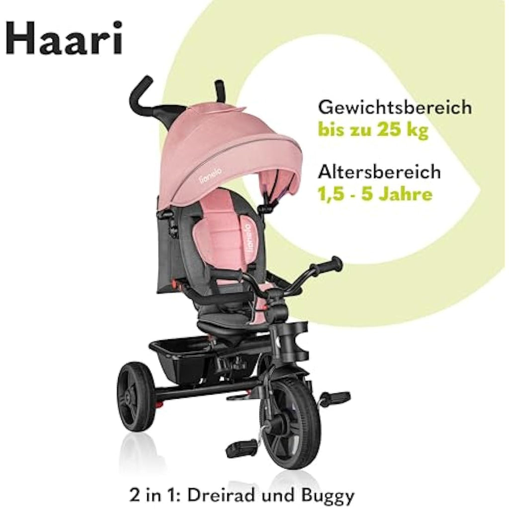 LIONELO Haari 2in1 Kids Tricycle Stroller with Swivel Seat & Canopy