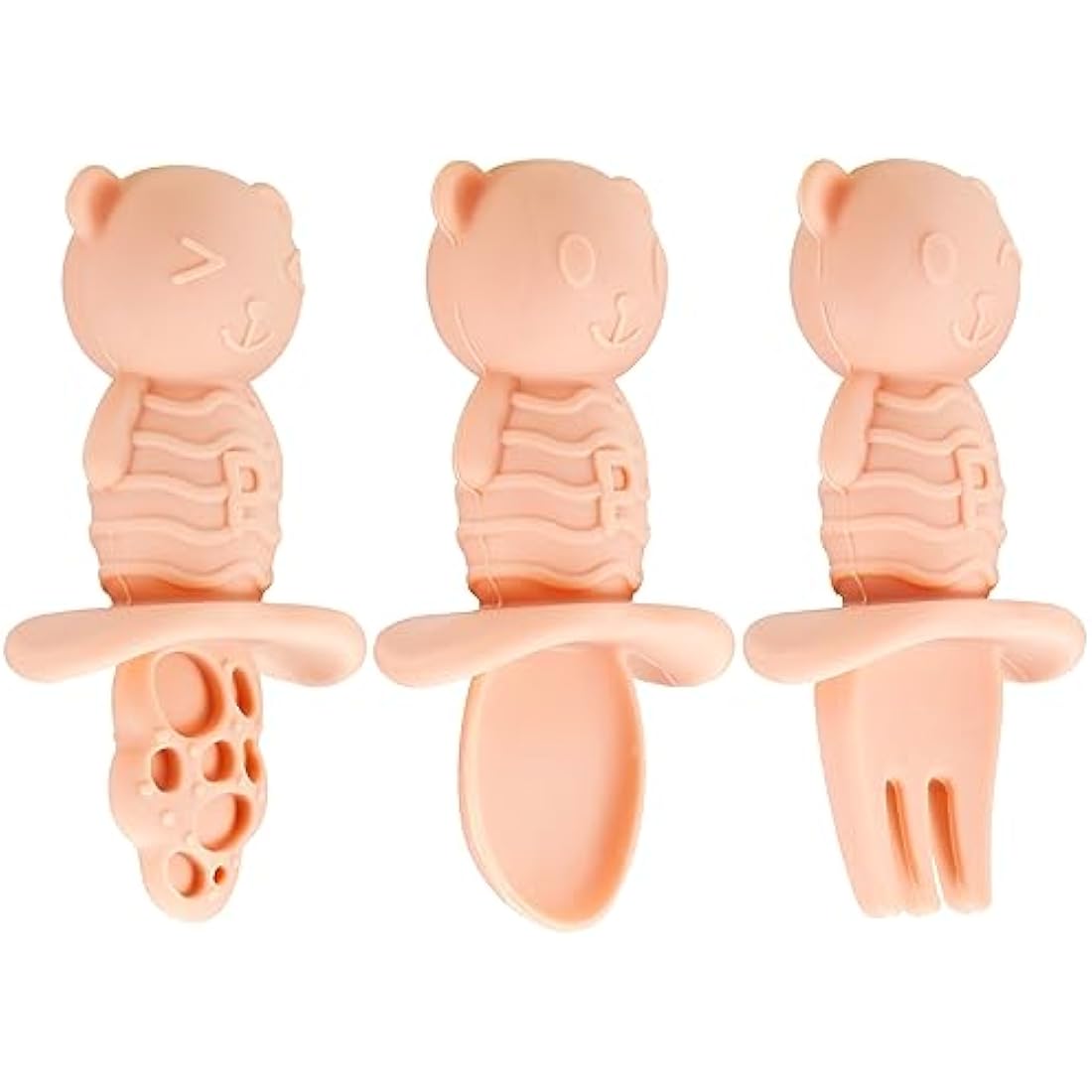 PandaEar Silicone Suction Plate and Utensils Set – Bear Shape Pink