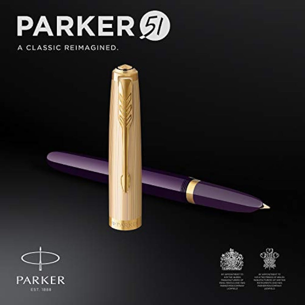 Parker 51 Fountain Pen – Deluxe Plum with 18k Gold Nib Gift Set