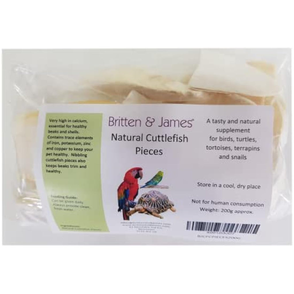 Britten & James Natural Cuttlefish Bone Pieces for Birds - Calcium, 200g