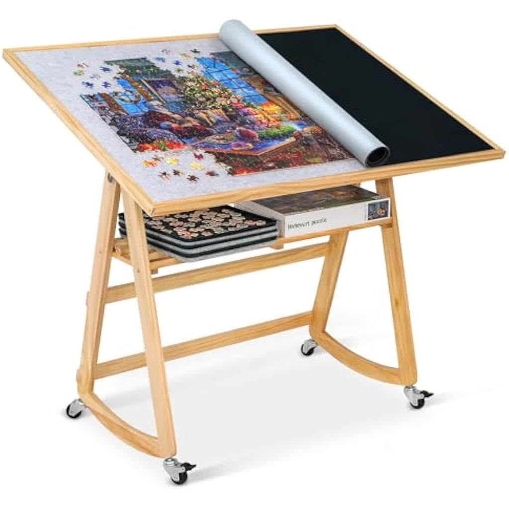 LAVIEVERT 1500 Piece Jigsaw Puzzle Table with Legs, Cover & Wheels