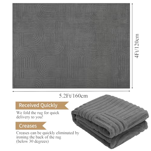 Enyhom Washable Geometric Area Rug – 120x160cm Non-Slip Soft Fluffy Carpet