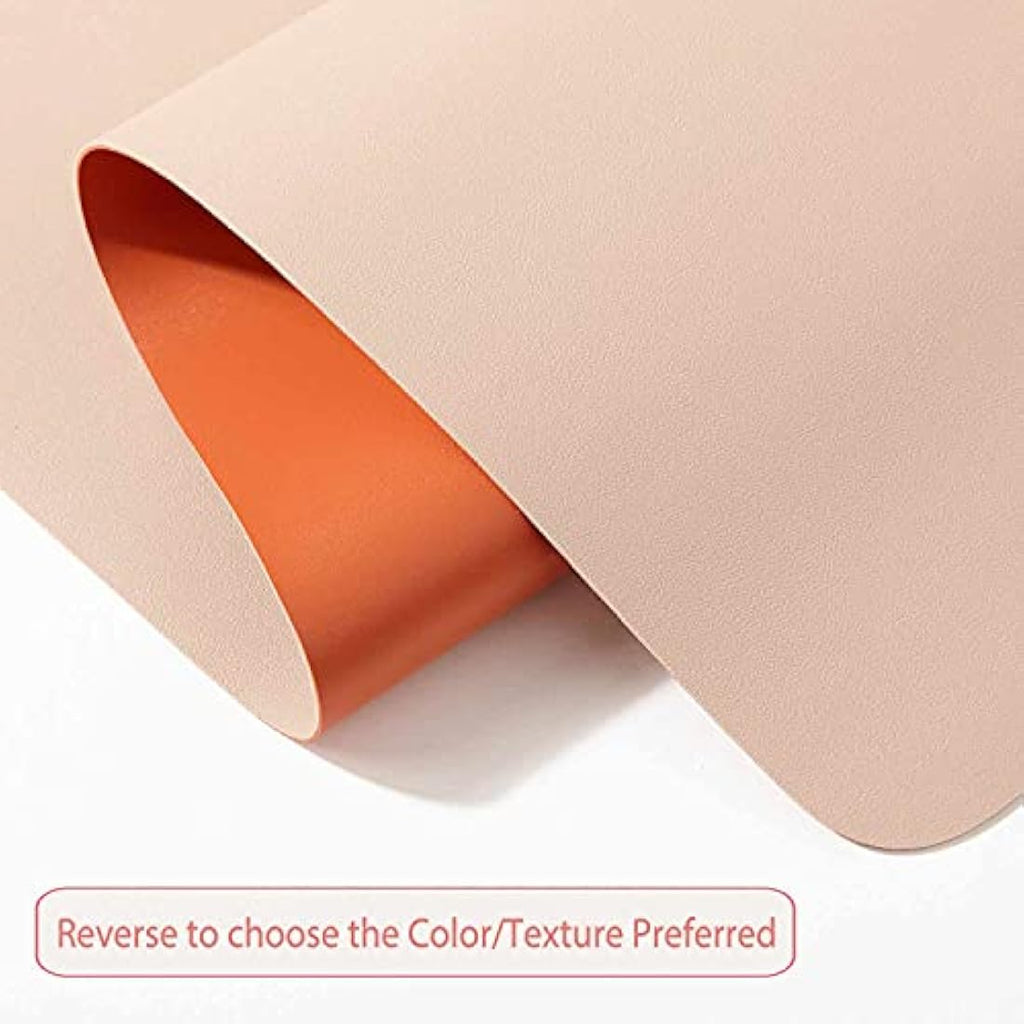 DOBAOJIA Dual-Side PU Leather Desk Pad – Waterproof XXL Mouse Mat, Beige