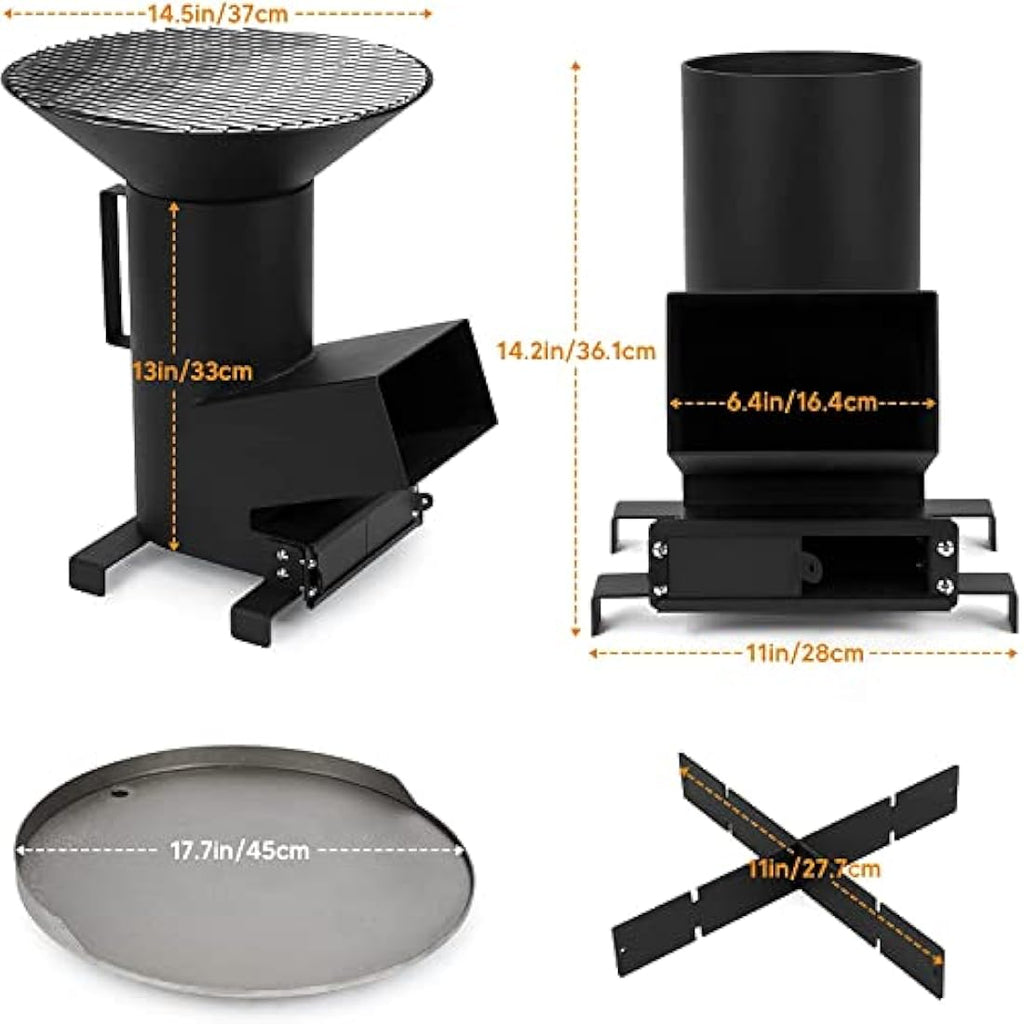 Onlyfire 3-in-1 Rocket Stove | Portable Wood Burning Camping Stove & Griddle