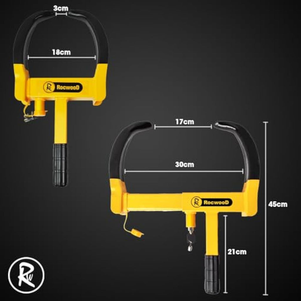 RocwooD Heavy Duty Wheel Clamp Lock – Anti-Theft Trailer Security