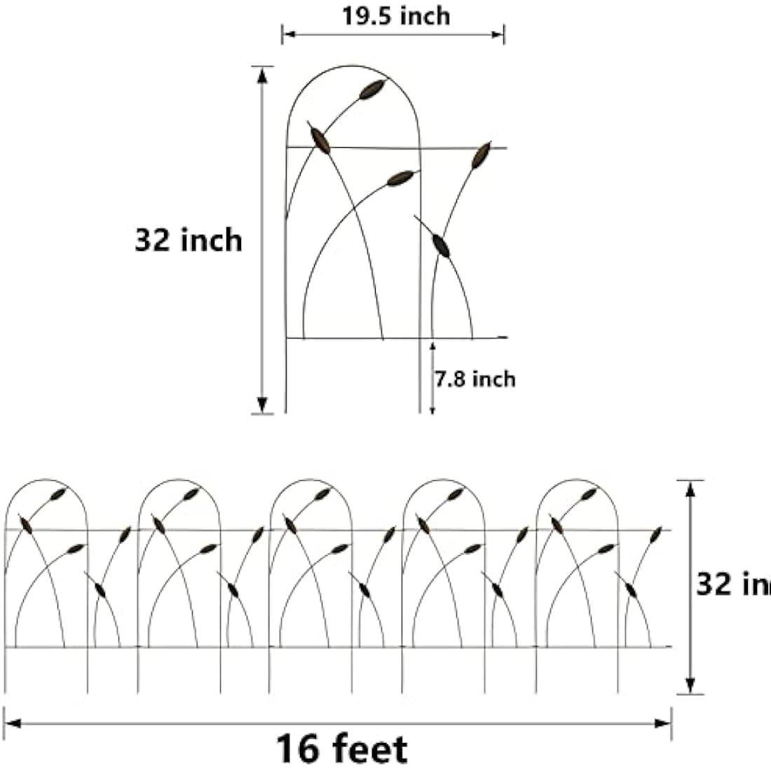 Thealyn Metal Garden Fence – 10 Panels, No-Dig Rustproof Edging, 4.9m