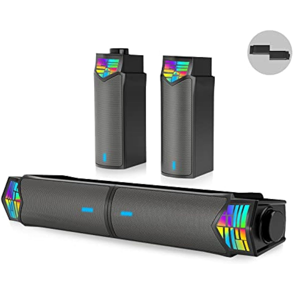 Smalody Detachable PC Speaker | 2-in-1 RGB Bluetooth Gaming Soundbar