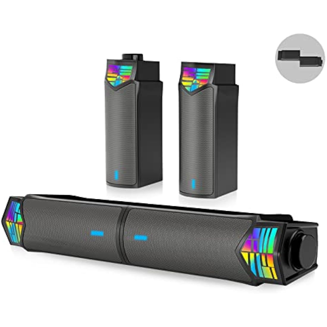 Smalody Detachable PC Speaker | 2-in-1 RGB Bluetooth Gaming Soundbar