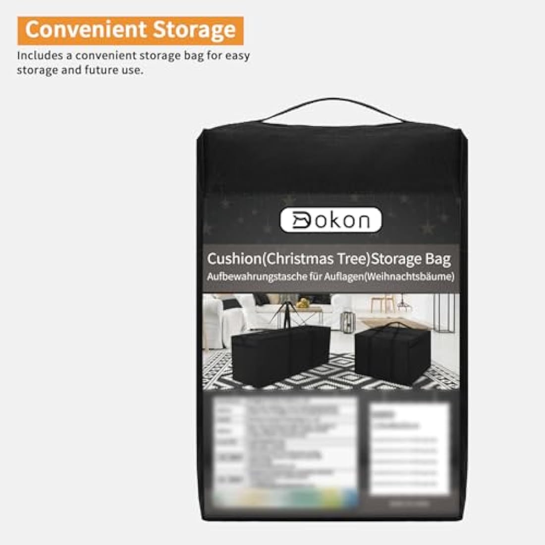 Dokon Waterproof Garden Cushion & Christmas Tree Storage Bag – Black