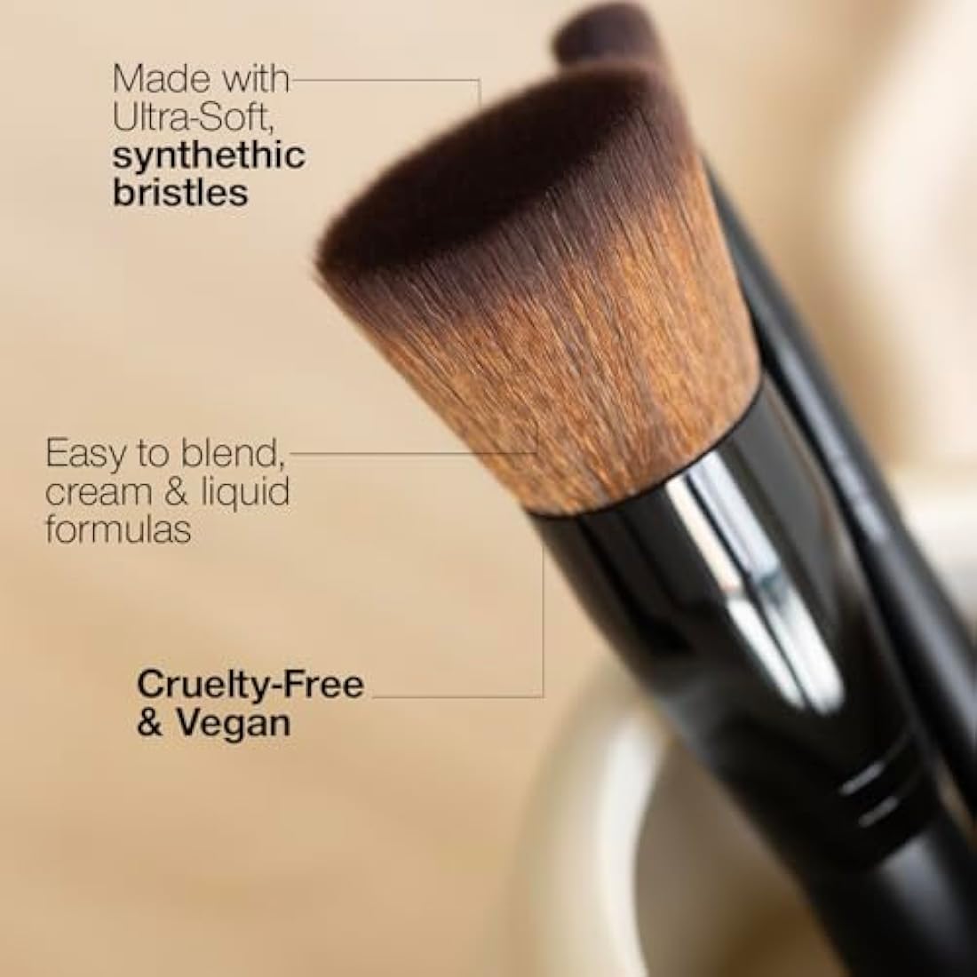 Palladio Flat Kabuki Brush – Vegan Synthetic Foundation & Powder Brush