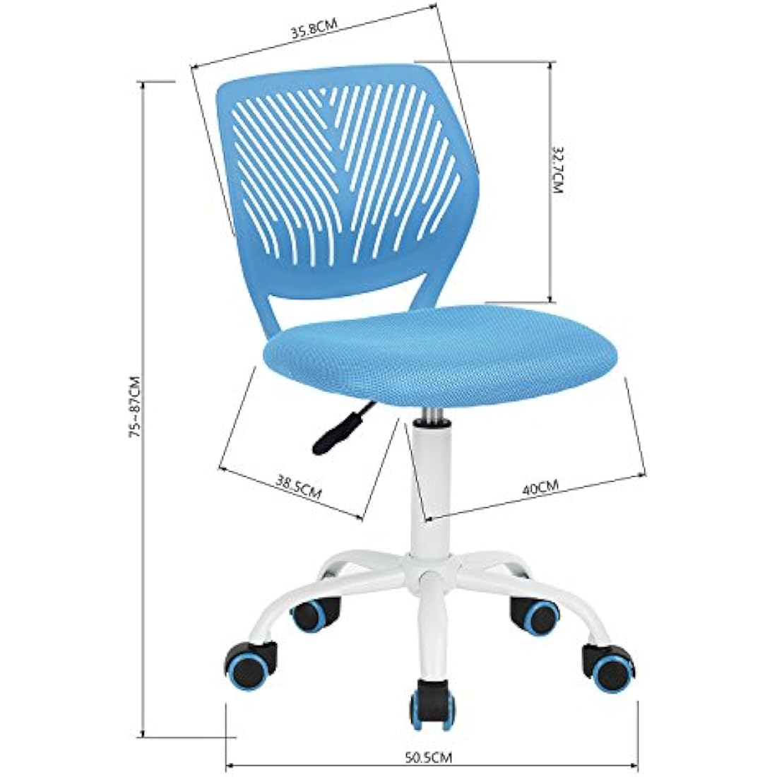 Homy Casa Ergonomic Swivel Desk Chair | Adjustable Blue Fabric Task Chair