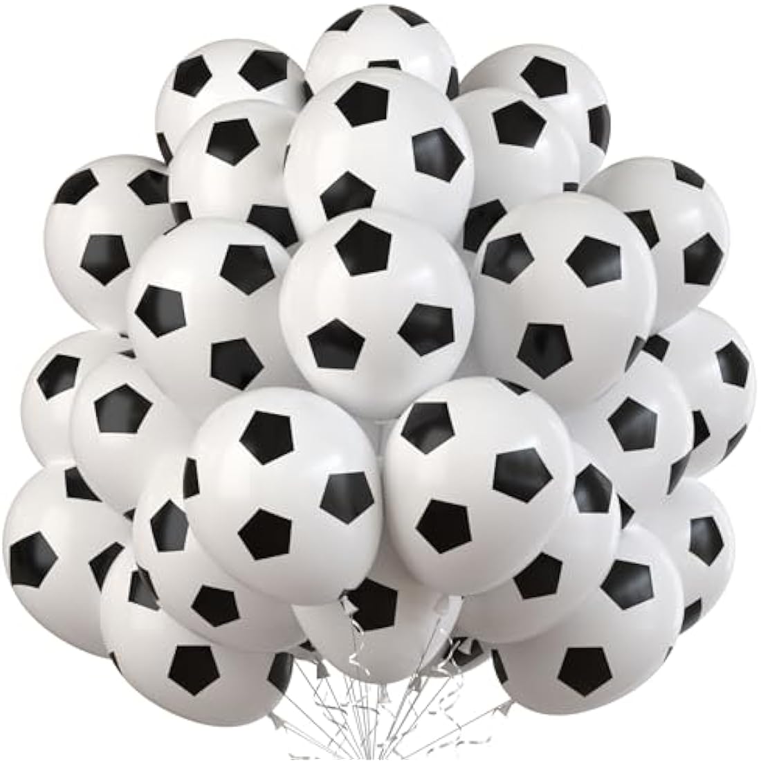 35 Pcs Football Balloons – 12 Inch Black & White Latex Party Decor