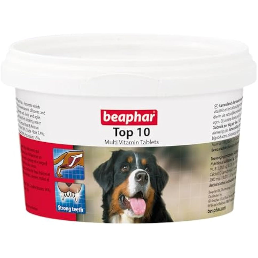 Beaphar Top 10 Dog Vitamin Tablets | Bone & Coat Health, 180-Count