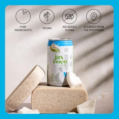 Jax Coco Pure Coconut Water – 100% Natural Hydration – 24 x 330ml Cans