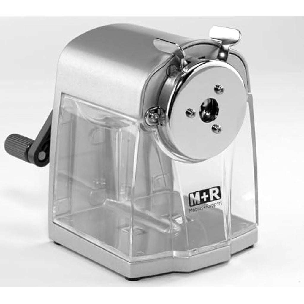 M+R Crank Pencil Sharpening Machine – Die-Cast Silver Desktop Sharpener