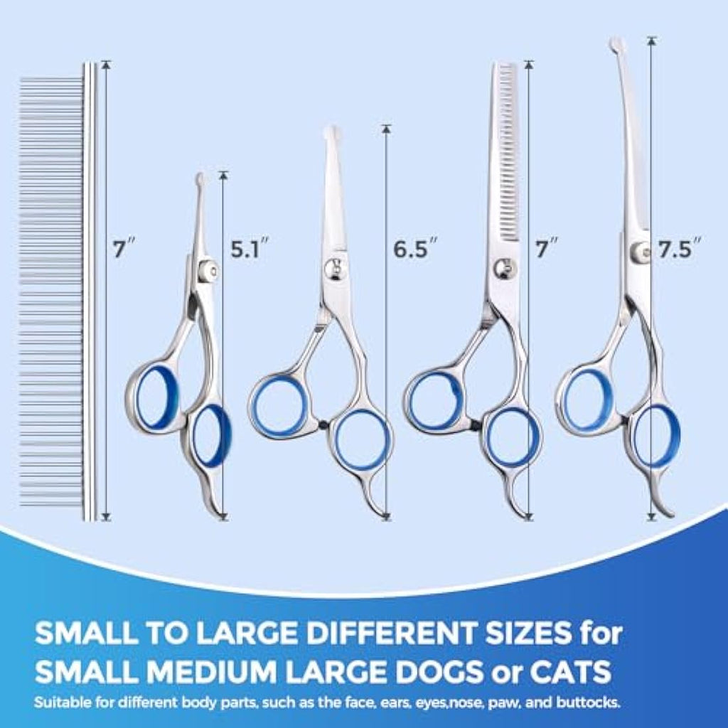 Everesta 5-Piece Dog Grooming Scissors Kit with Safety Round Tips